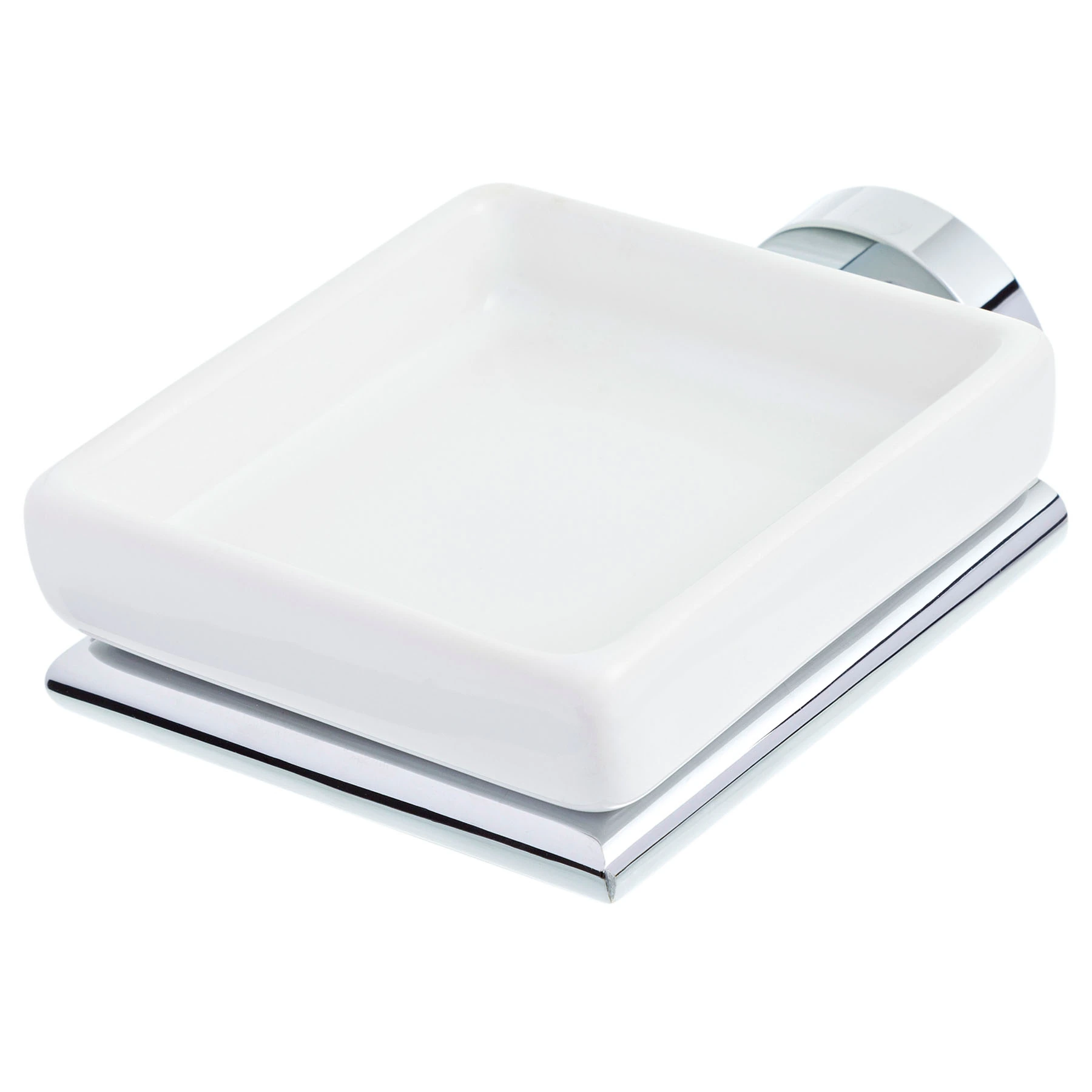 Saboneteira Parede Metal e Cerâmica Quadrada Slim Deca