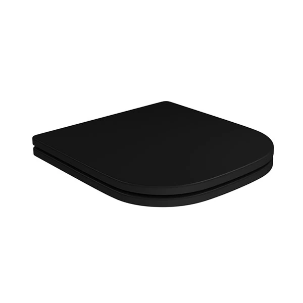 Assento Sanitário Formatos Piano com Soft Close Quadrado Poliéster Ébano Fosco Deca
