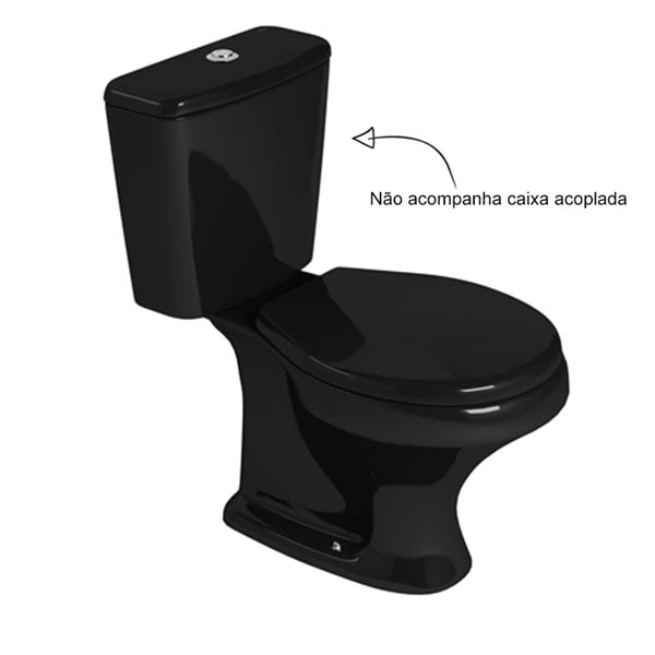 Vaso Sanitário para Caixa Acoplada Preto Saída Vertical Ravena Deca