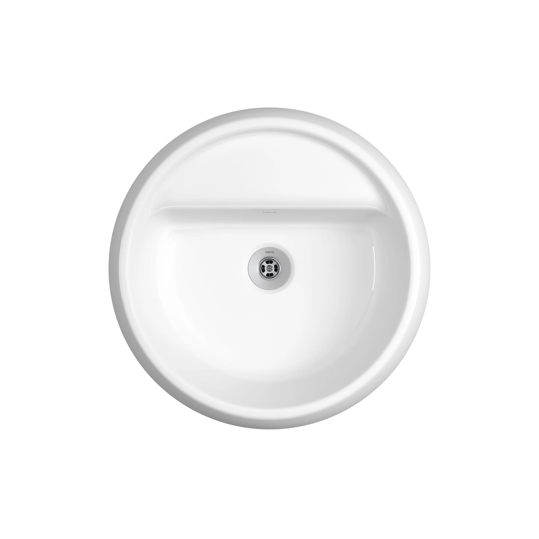 Cuba para Banheiro de Apoio em Porcelana Redonda 40cm com Válvula e Deck Branca Bold Deca