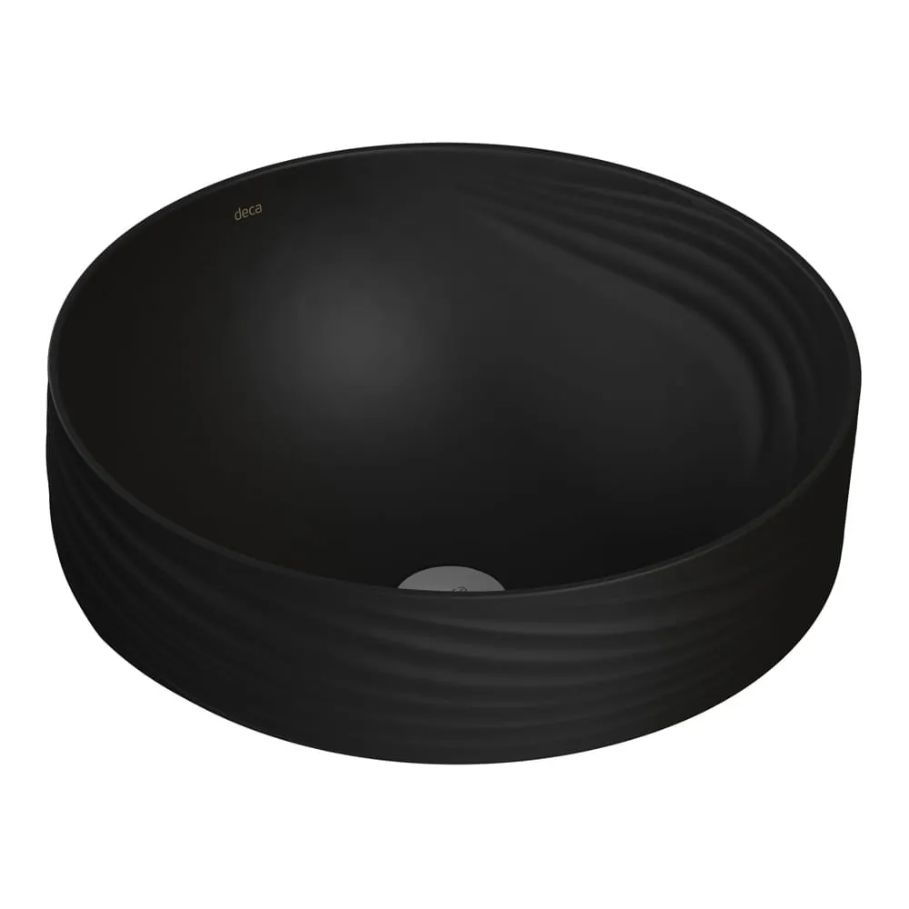 Cuba De Sobrepor Lavatório Redonda Textura Deca Seda 40x40cm Ébano Fosco - L.1050.tc.94