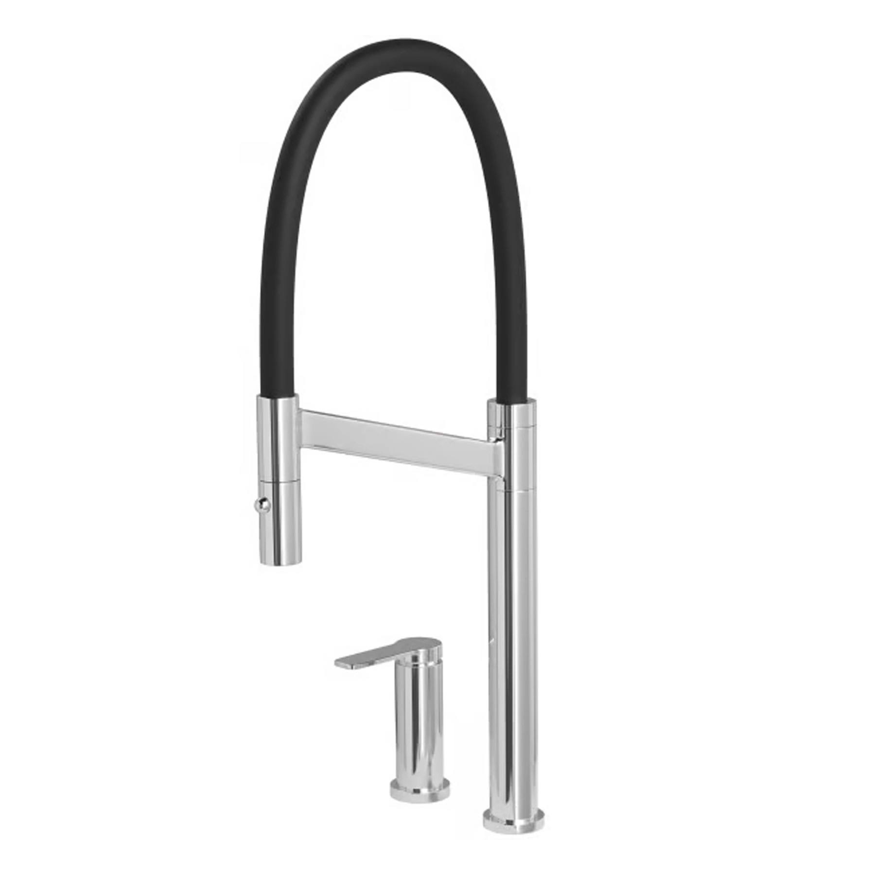 Torneira Monocomando Gourmet de Pia para Cozinha com Bica Alta Flexível Cromada e Preta Colore Deca