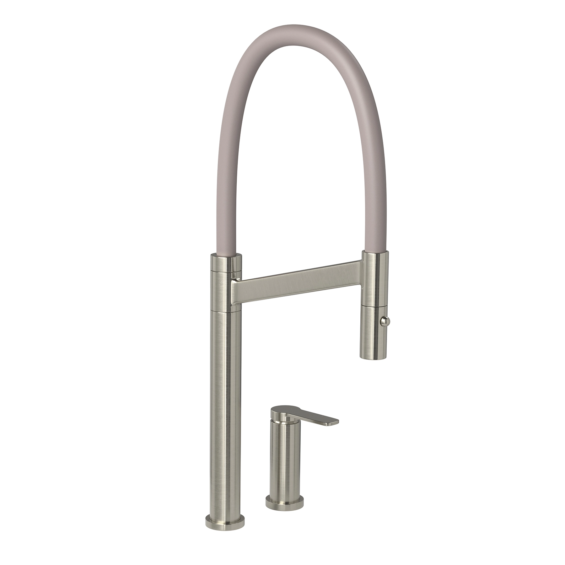 Torneira Monocomando Gourmet de Pia para Cozinha com Bica Alta Flexível Inox Escovado e Fendi Colore Deca