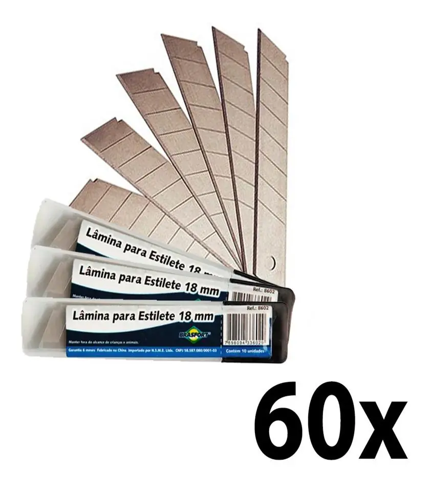 Kit 60 (6pct) Lâmina P/ Estilete 18mm Brasfort