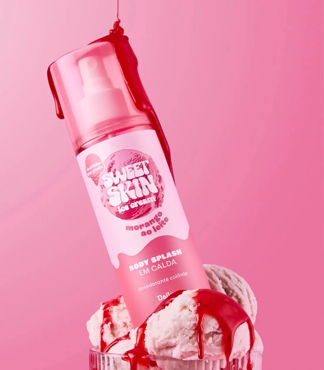 Body Splash Em Calda Morango Ao Leite Sweet Skin
