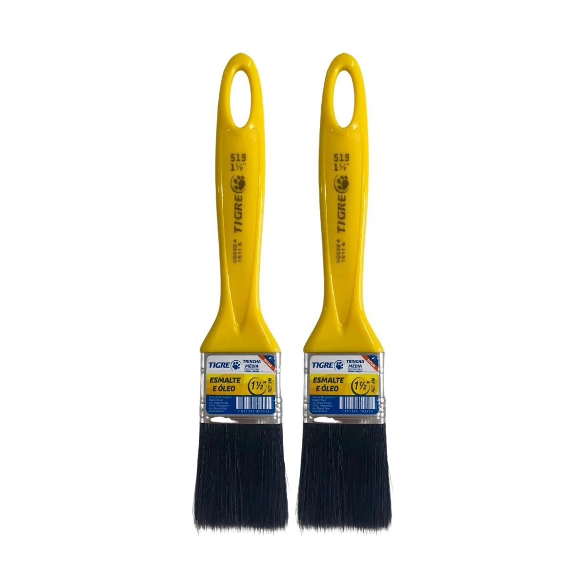Kit 2 Trincha Pincel Pintura Esmalte Óleo 1.1/2 Tigre