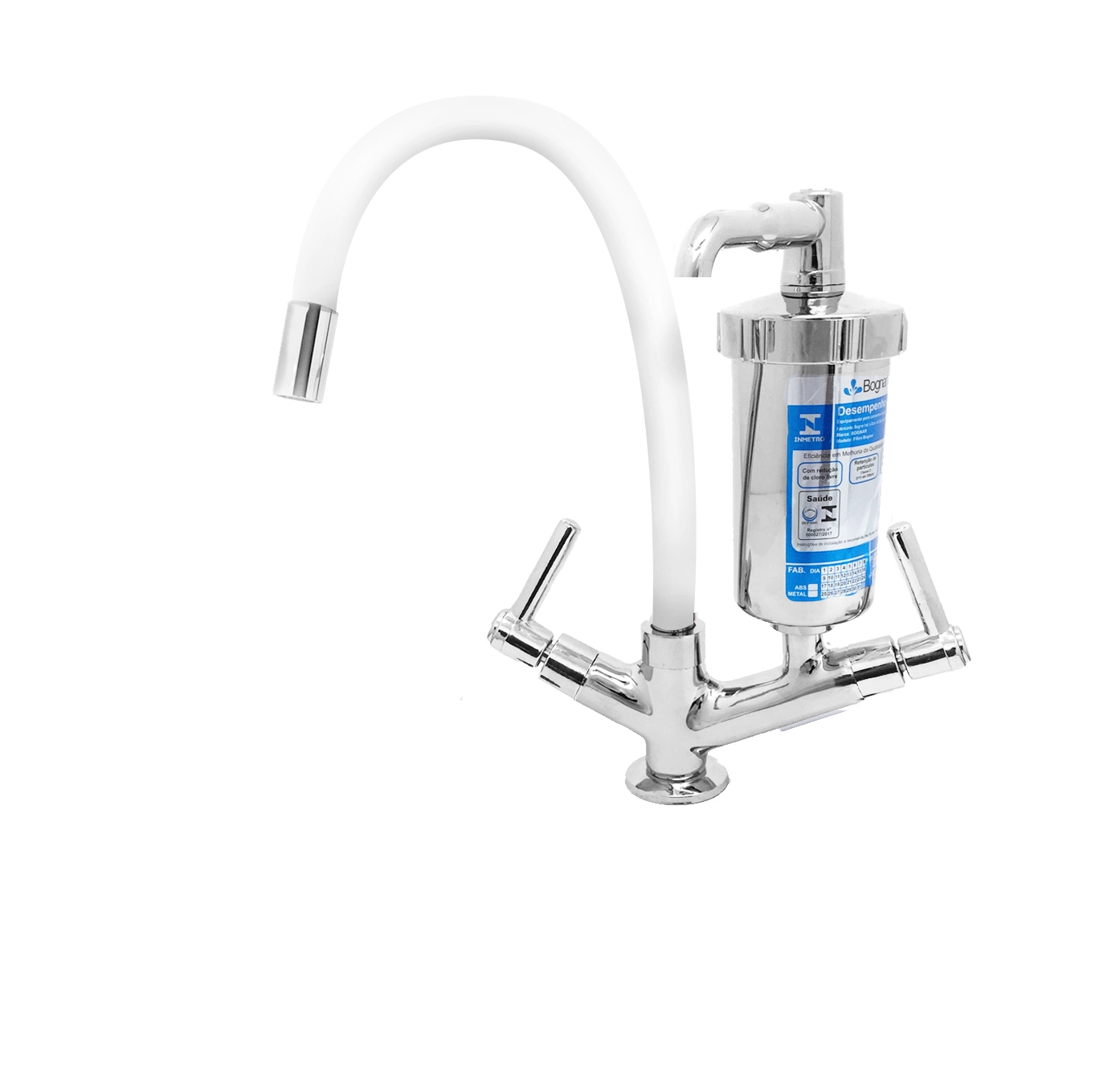 Torneira Filtro Metal Gourmet Flexível Colorida Bancada 1/4v Cor Branco
