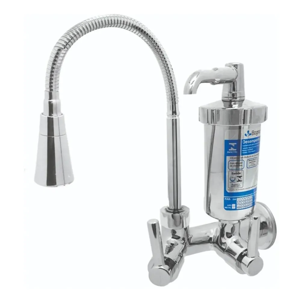 Torneira Cozinha Pia Parede Flexível Luxo Com Filtro Cromado