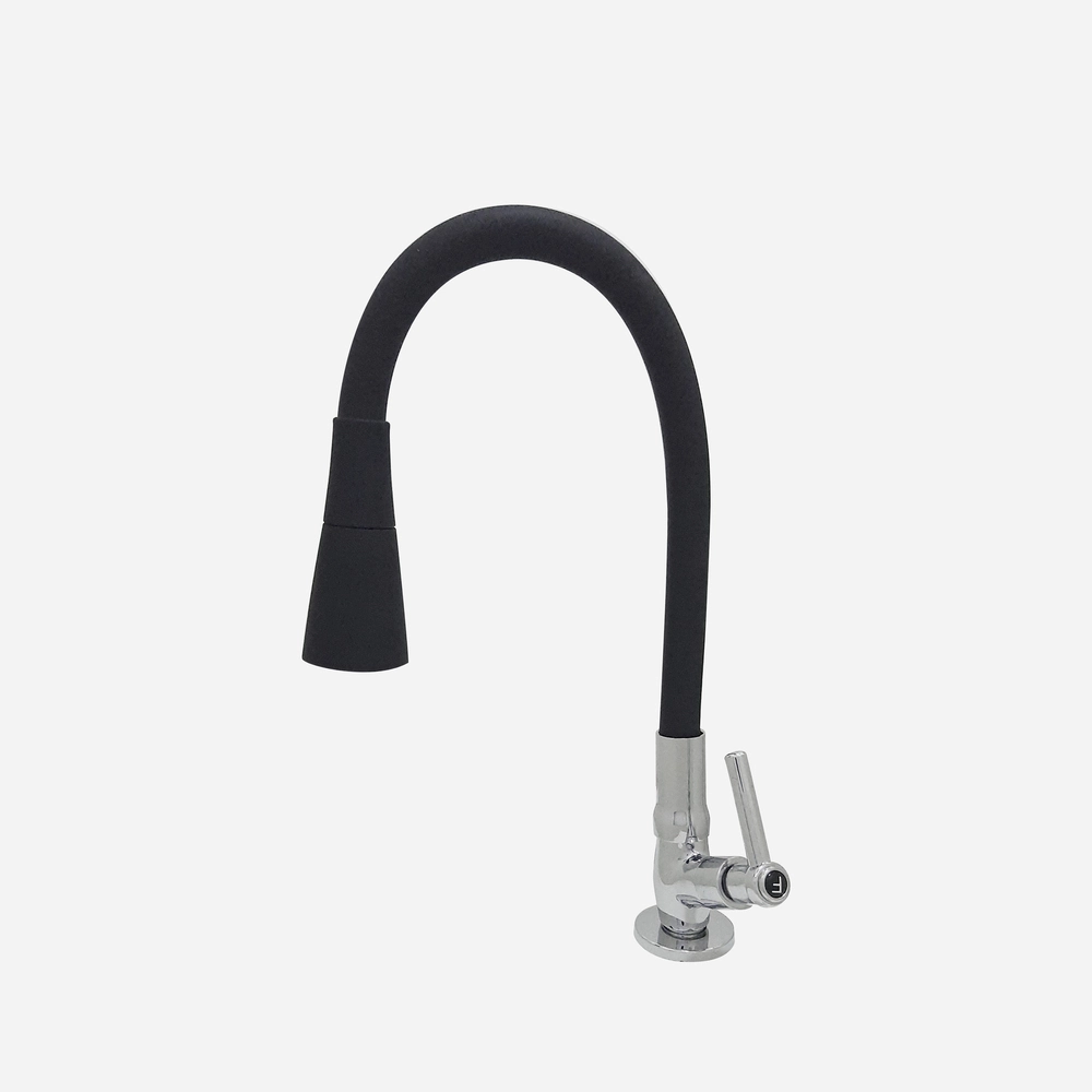 Torneira Pia Cozinha Bancada Flexivel Preto Fosco Duplo Jato 1/4 de Volta Luxo