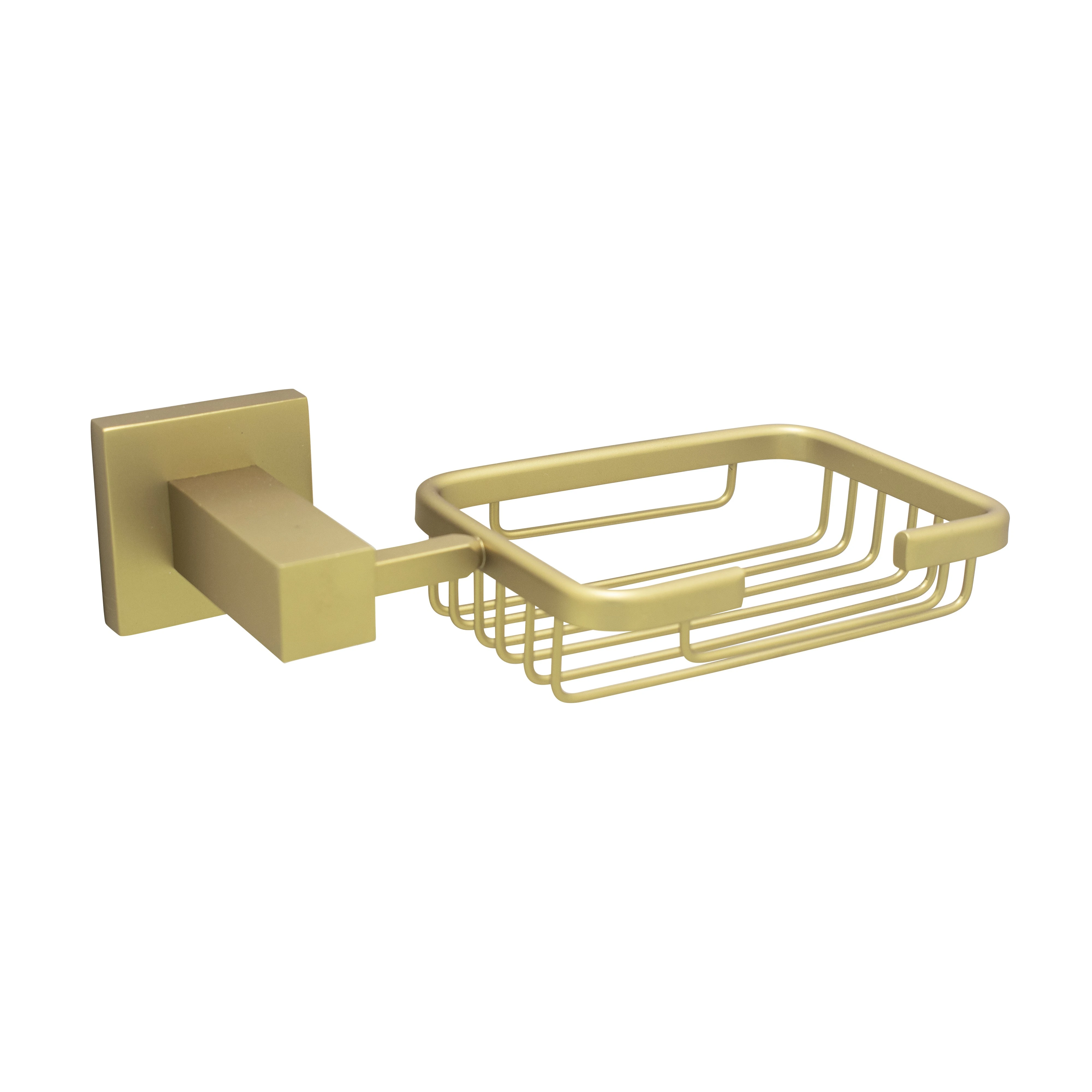 Saboneteira Para Banheiro Cesto Metal Quadrado Gold Fosco