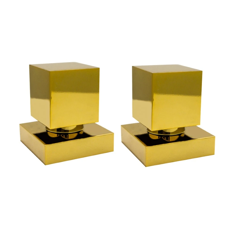 Kit 2 Acabamento Registro Quadrado Padrão Deca 16 Estrias Dourado Gold Brilhante