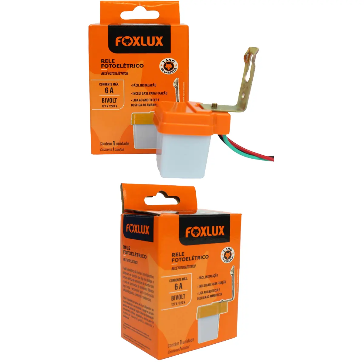 Kit 2 Relé Fotoelétrico Foxlux Com Base 6a Bivolt