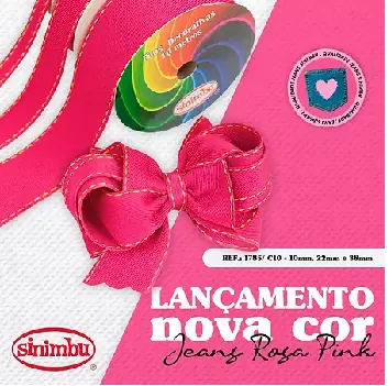 Fita Decorativa Jeans Rosa Pink 10mmx10m