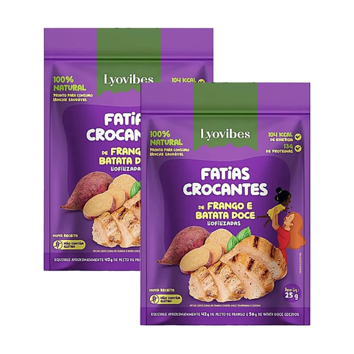 Kit 2X: Snack de Frango com Batata Doce Liofilizado Lyovibes 25g