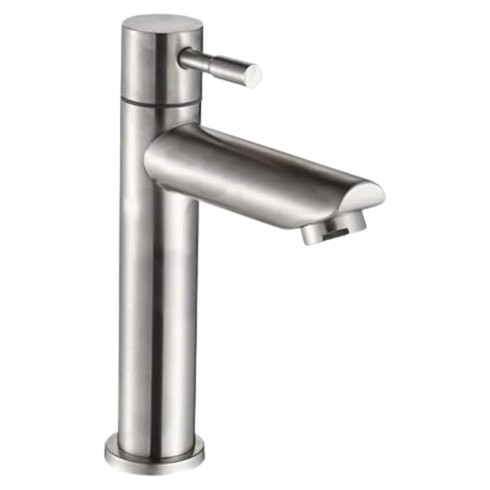 Torneira para Banheiro Baixa Prata em Aço Inox Moderna