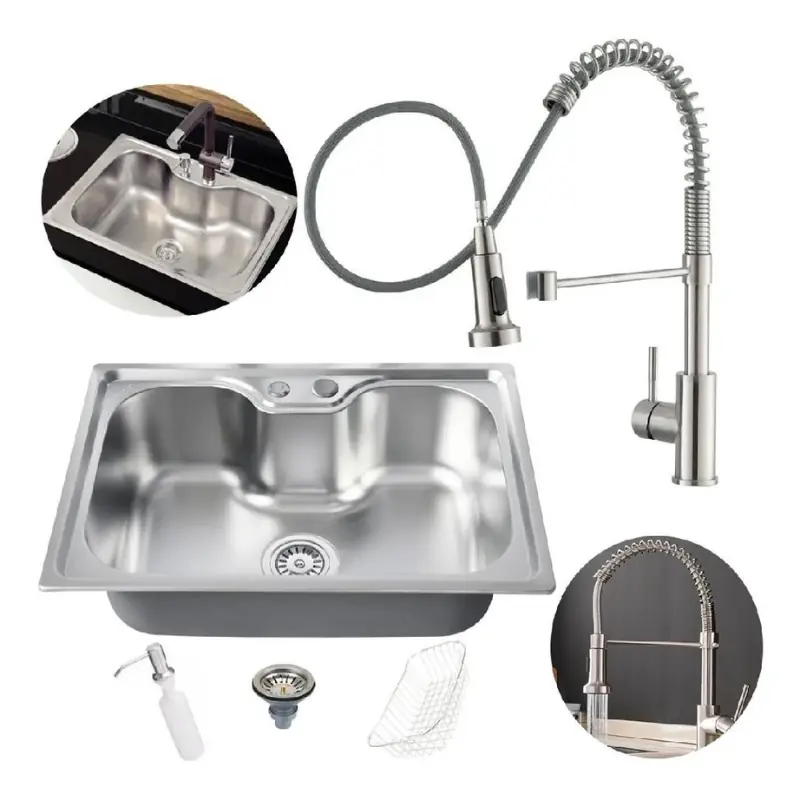 Cuba Cozinha Aço Inox Acessórios 50x40 Torneira Flexivel Brinovar