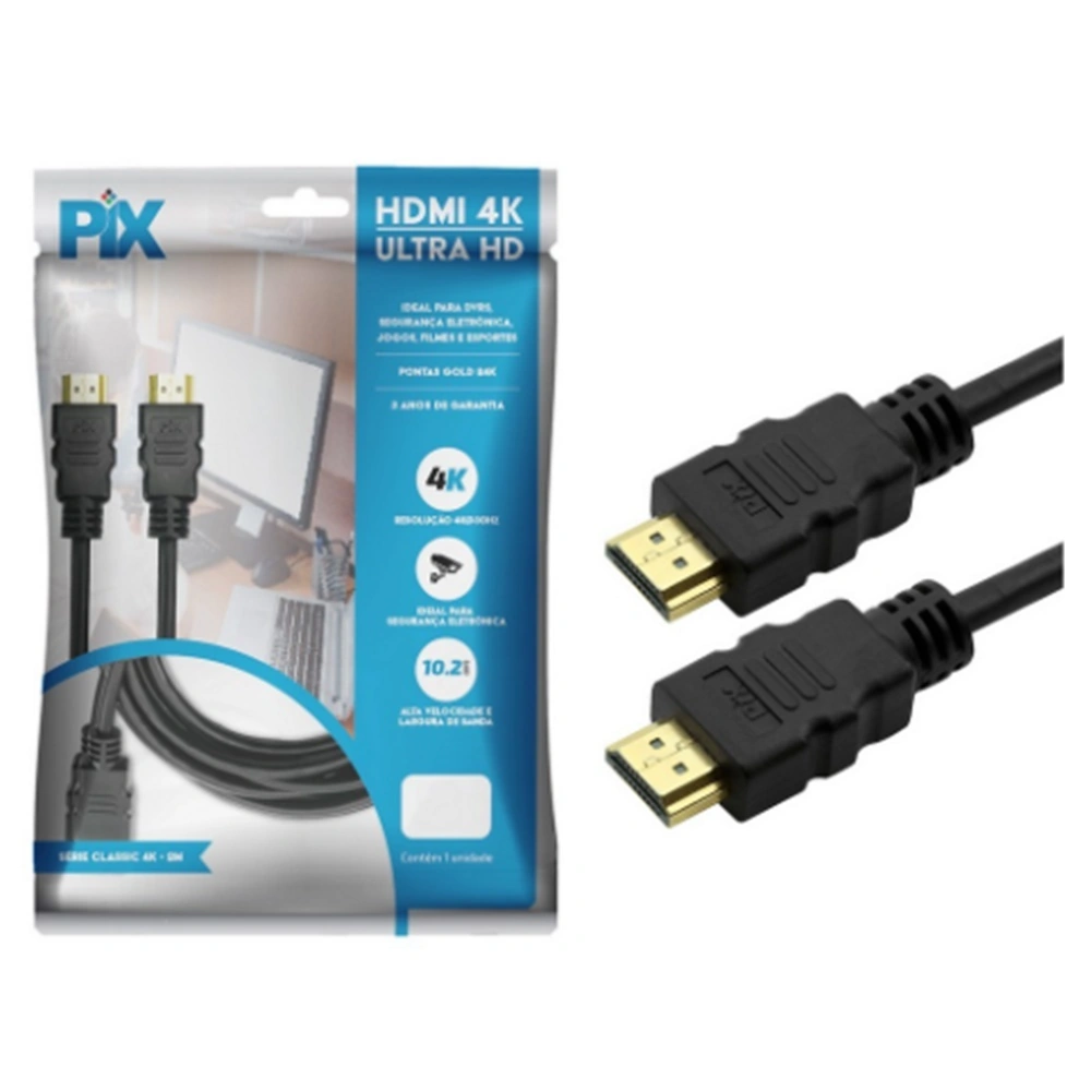 Cabo Hdmi 1.4 3d 3 Metros: Vídeo 4k E Áudio