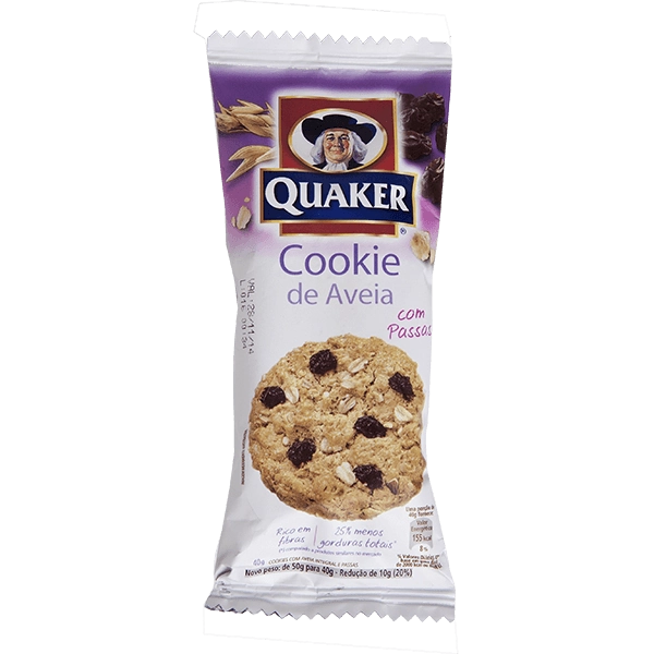 Biscoito Cookie De Aveia Passas Quaker Pacote 40g