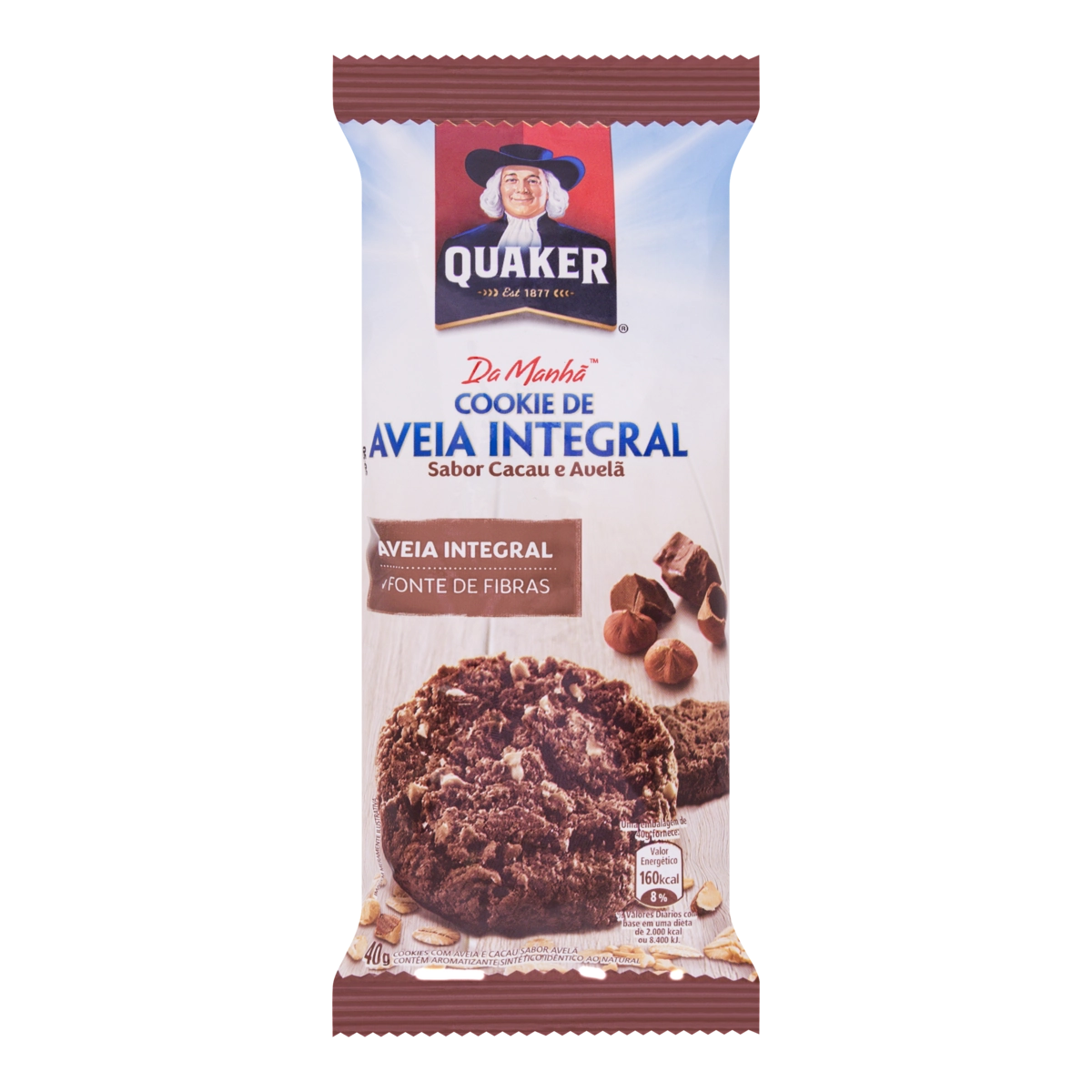 Biscoito Cookie De Aveia Cacau E Avelã Quaker Pacote 40g