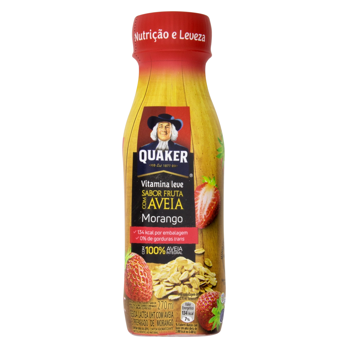 Bebida Láctea Uht Aveia E Morango Quaker Frasco 270ml