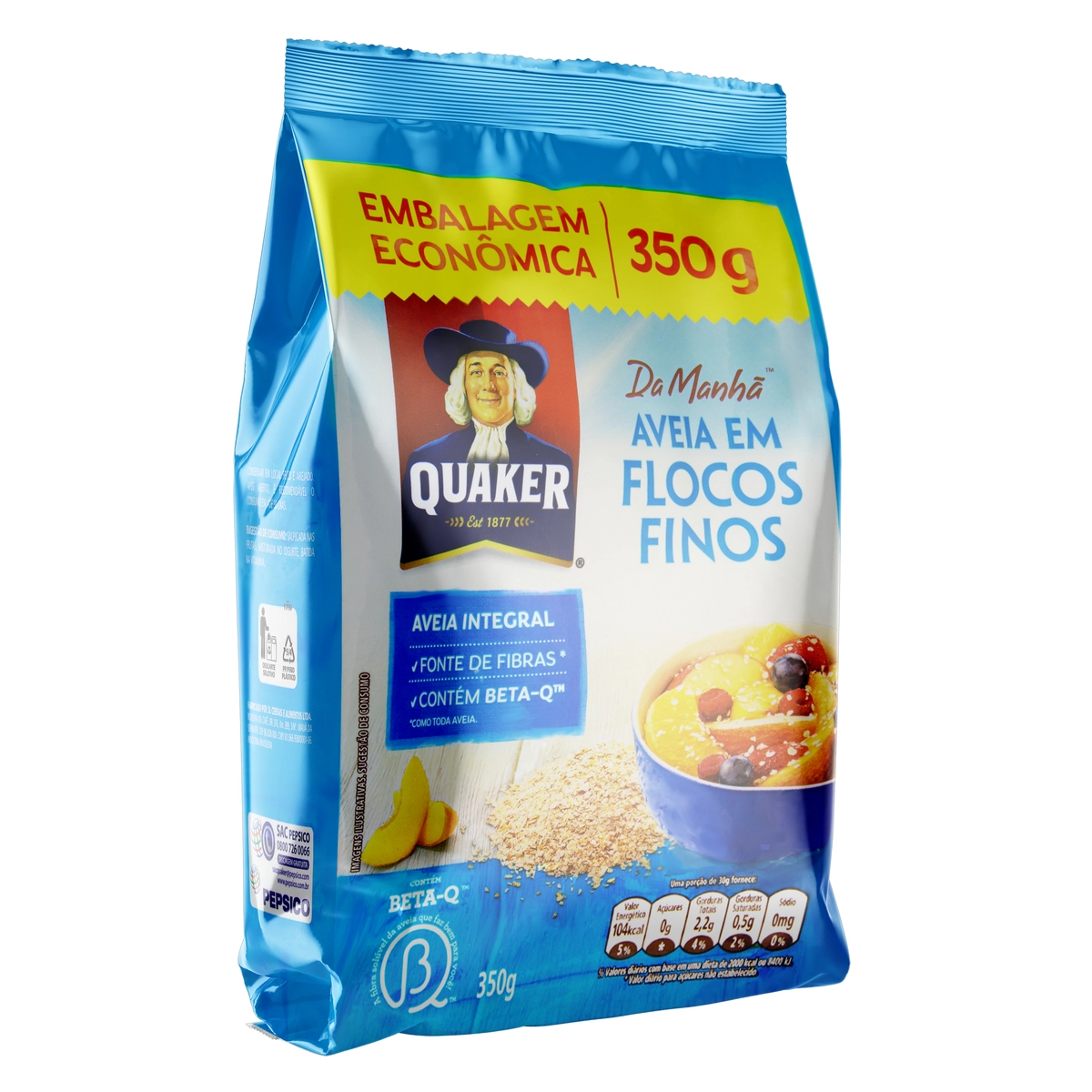 Aveia Em Flocos Finos Quaker Pacote 350g Embalagem Econômica