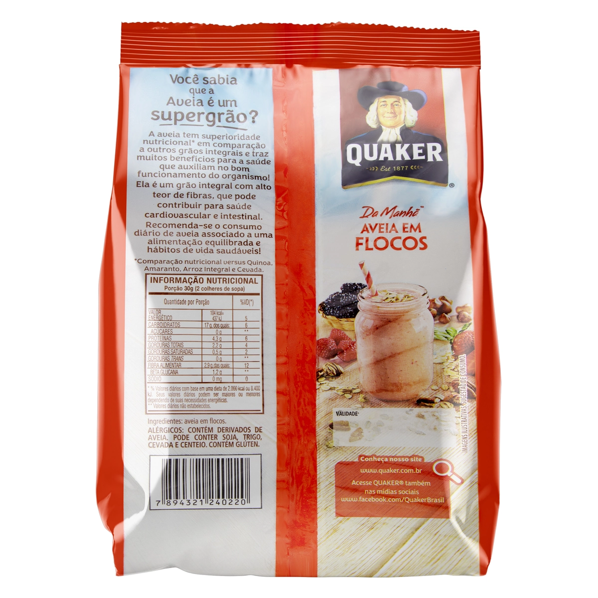 Aveia Em Flocos Quaker Pacote 350g Embalagem Econômica
