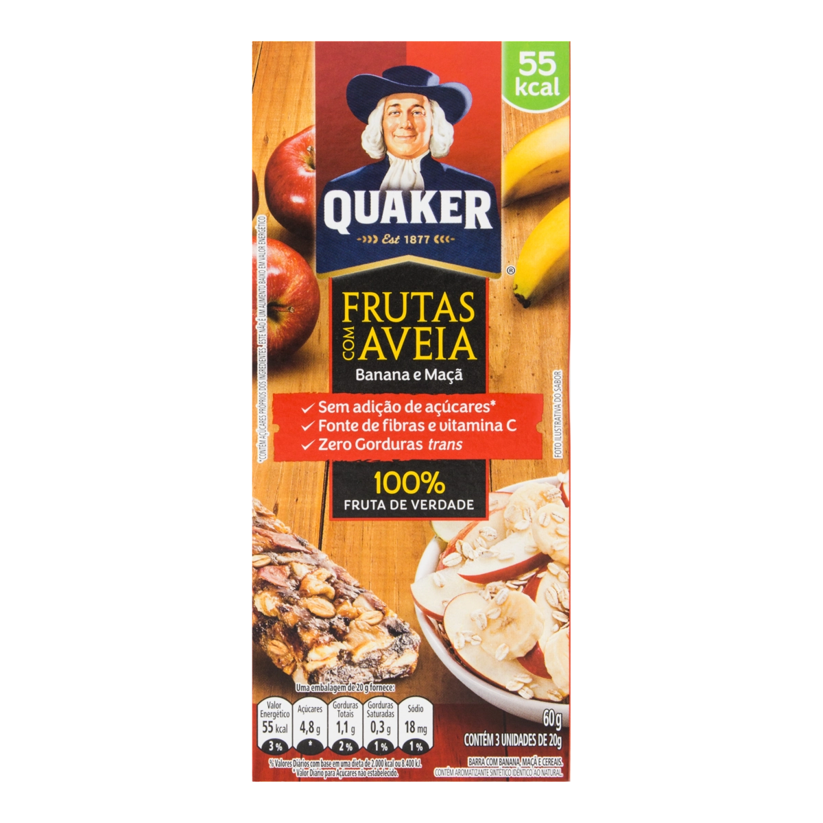 Pack Barra De Cereal Banana E Maçã Quaker Caixa 60g 3 Unidades