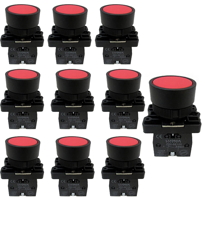 Kit 10 Botao Lk2 Ea42 Plastico Vermelho Nf Lukma