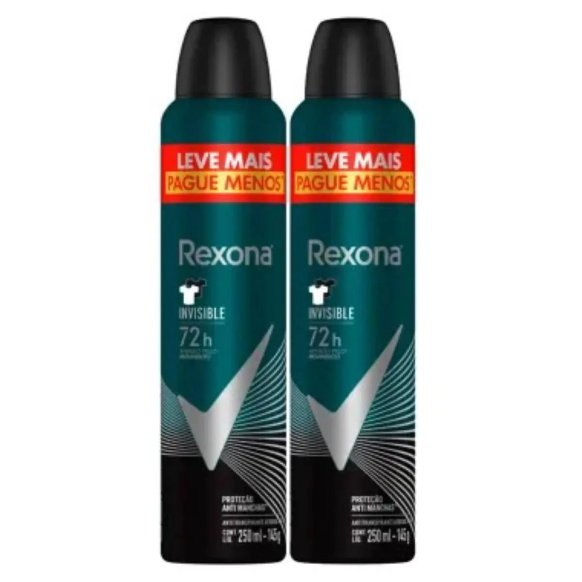 Kit c/2 Unidades de Desodorante Rexona Aero Men Antib/Invis 250ml