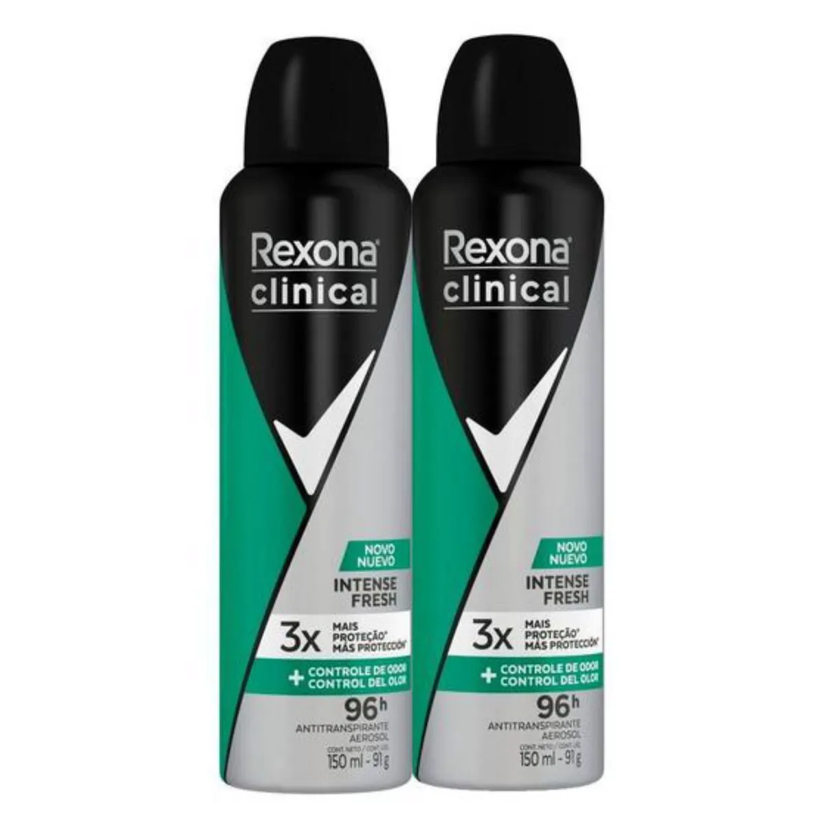 Kit c/2 Unidades de Desodorante Rexona Clinical Men Aerosol Intense Fresh 150ml