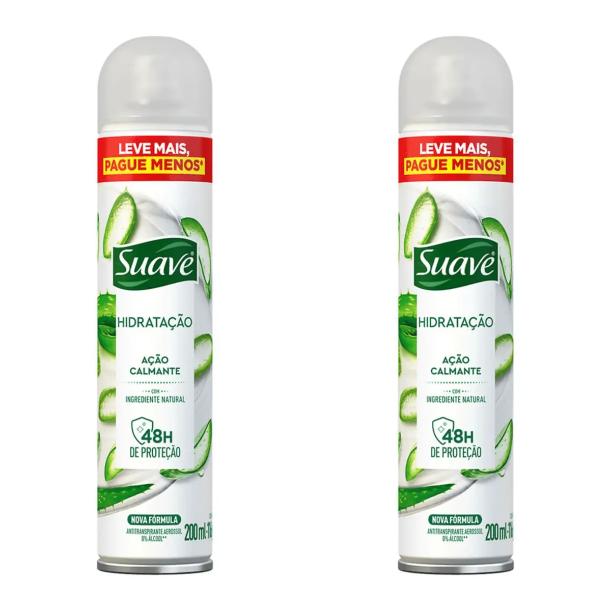 Kit c/2 Unidades de Desodorante Antitranspirante Aerossol Hidratação 200ml Suave