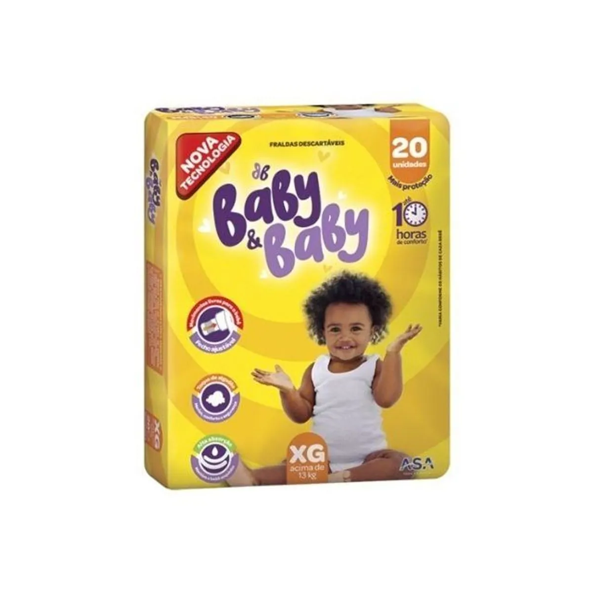 Kit 2 Fraldas Baby&Baby Econômica (Xg) 20 Unidades cada