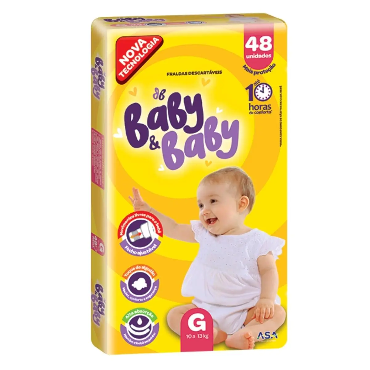 Kit 2 Fraldas Baby&Baby Mega (G) 48 Unidades cada