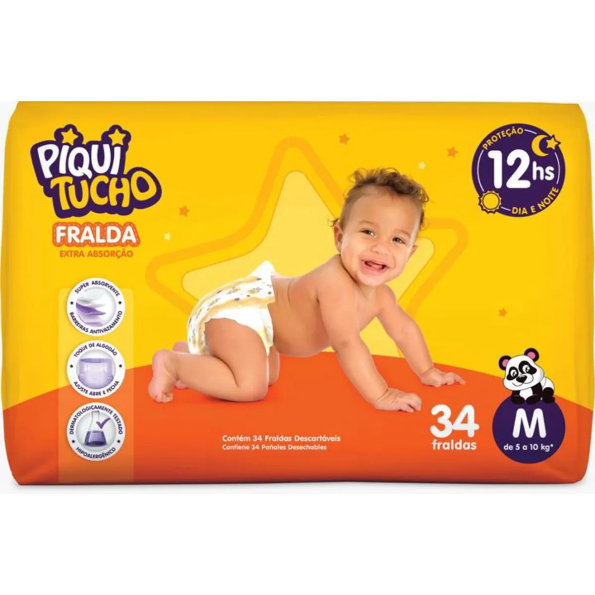 Kit 2 Fraldas Piquitucho Mega M 34 Unid cada
