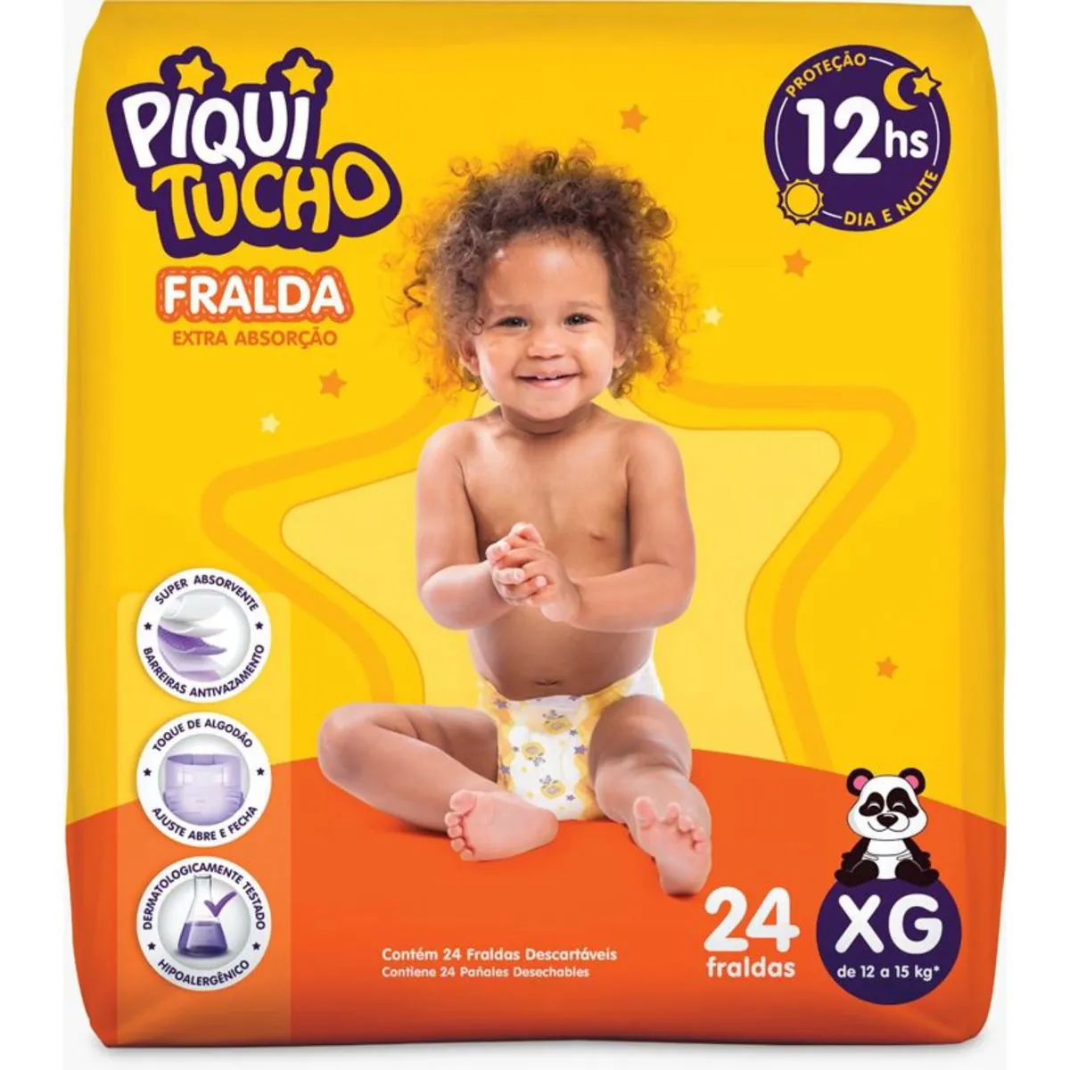 Kit 2 Fraldas Piquitucho Mega (Xg) 24 Unid cada