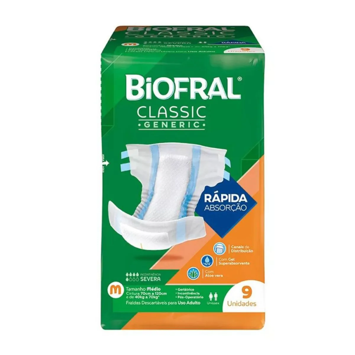Kit 2 Fraldas Adulto Biofral Classic M 9 Unidades cada