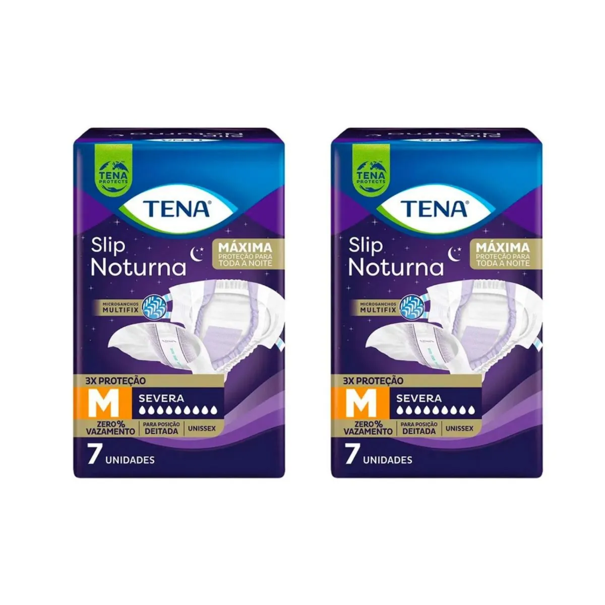 Kit 2 Fraldas Adulto Tena Slip Noturna M 7 Unidades cada