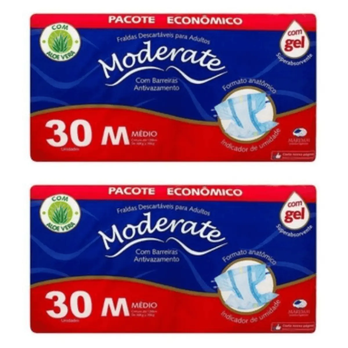 Kit 2 Fraldas Geriatrica Moderate Econômico (M) 30 Unidades cada