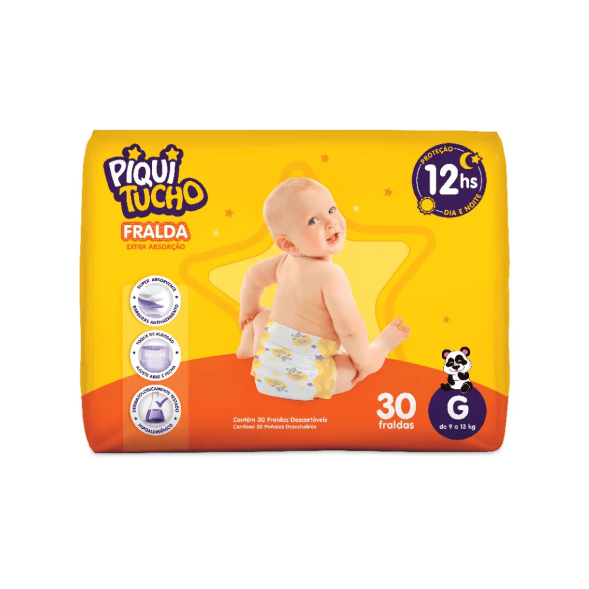 Kit 2 Fraldas Piquitucho Mega (G) 30 Unidades cada