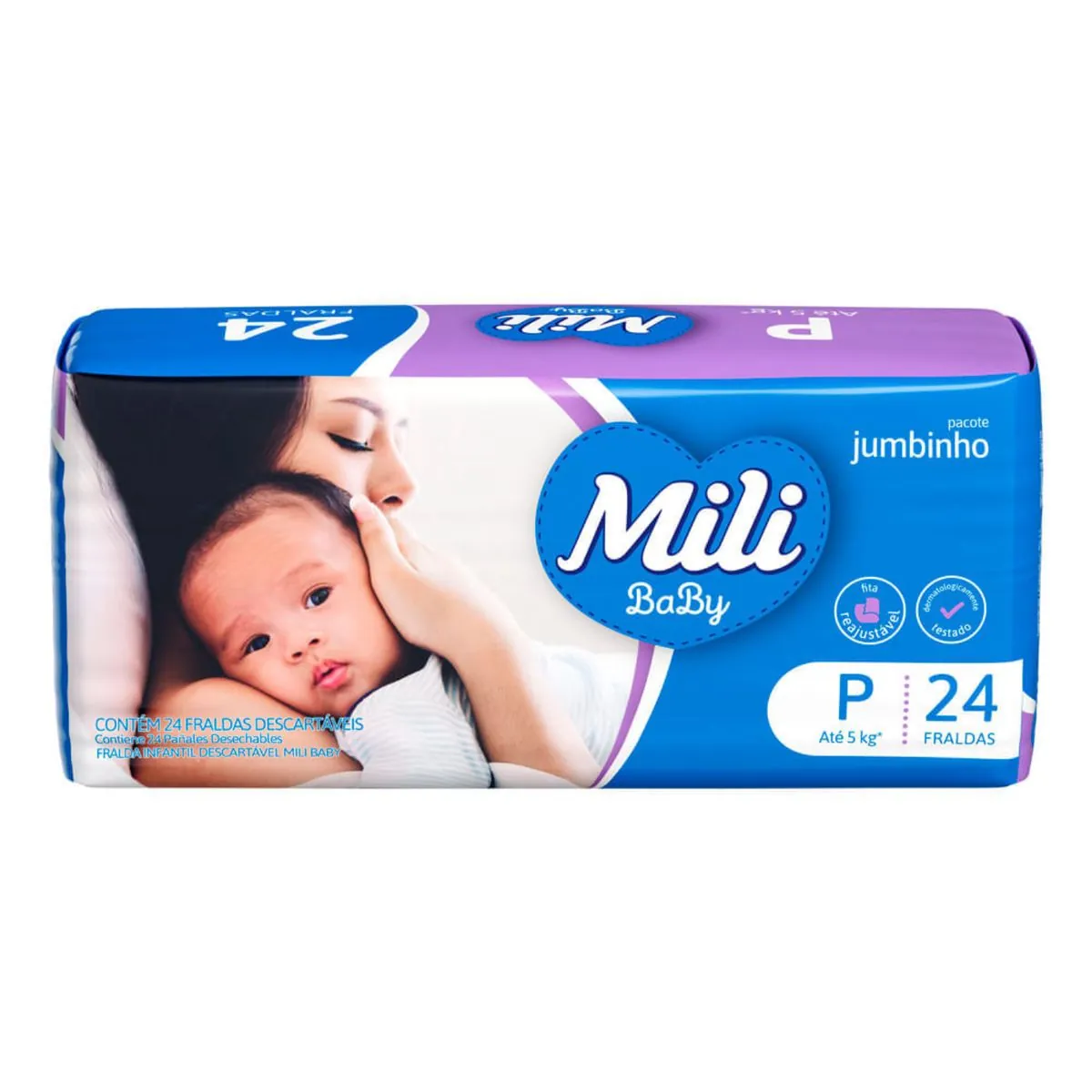 Kit 2 Fraldas Mili Baby Jumbinho (P) 24 Unidades cada