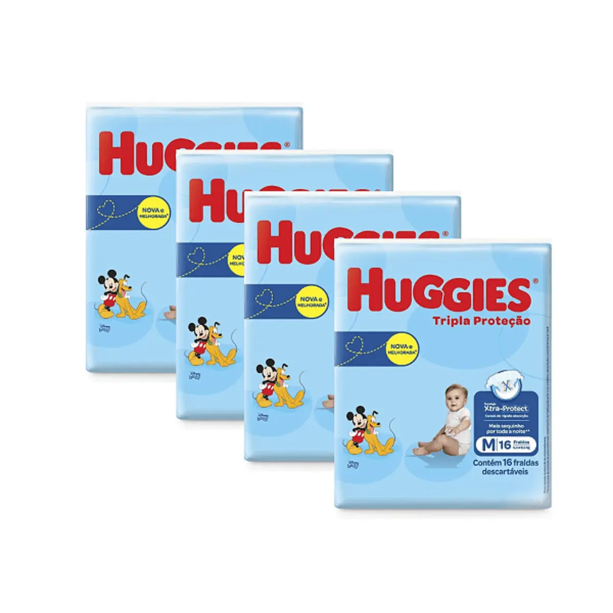 Kit 4 Fraldas Huggies Tripla Proteção Jumbinho (M) 16 Unidades cada