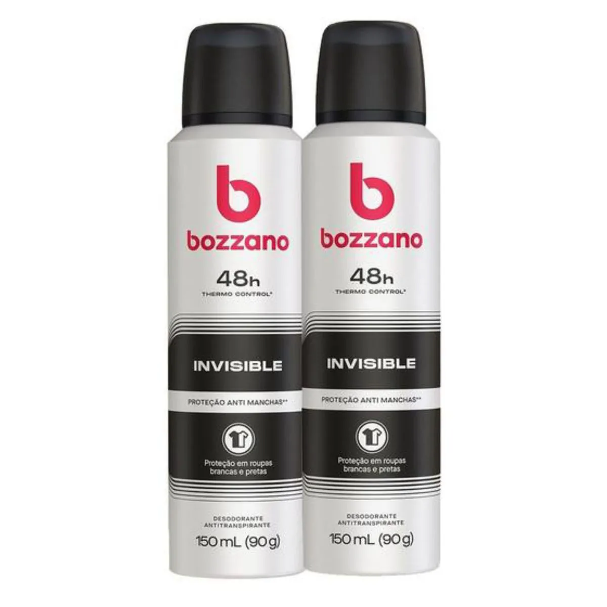 Kit c/2 Unidades de Desodorante Aerosol Bozzano 90g Invisible