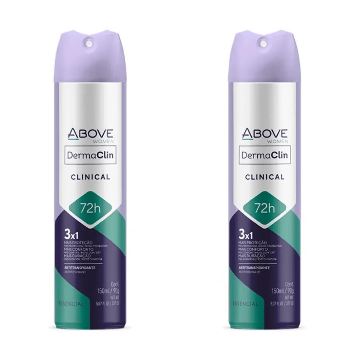 Kit c/2 Unidades de Desodorante Antibacteriano Aerosol Above Dermaclin 150ml 72H Women