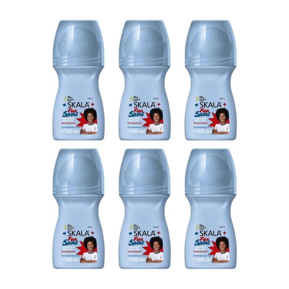 Kit c/6 Unidades de Desodorante Skala Kids Fun Sport Roll-On 60ml