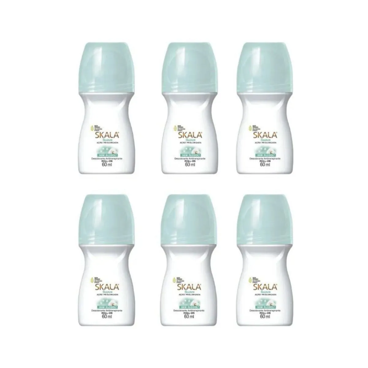 Kit c/6 Unidades de Desodorante Rollon Skala 60ml Suave