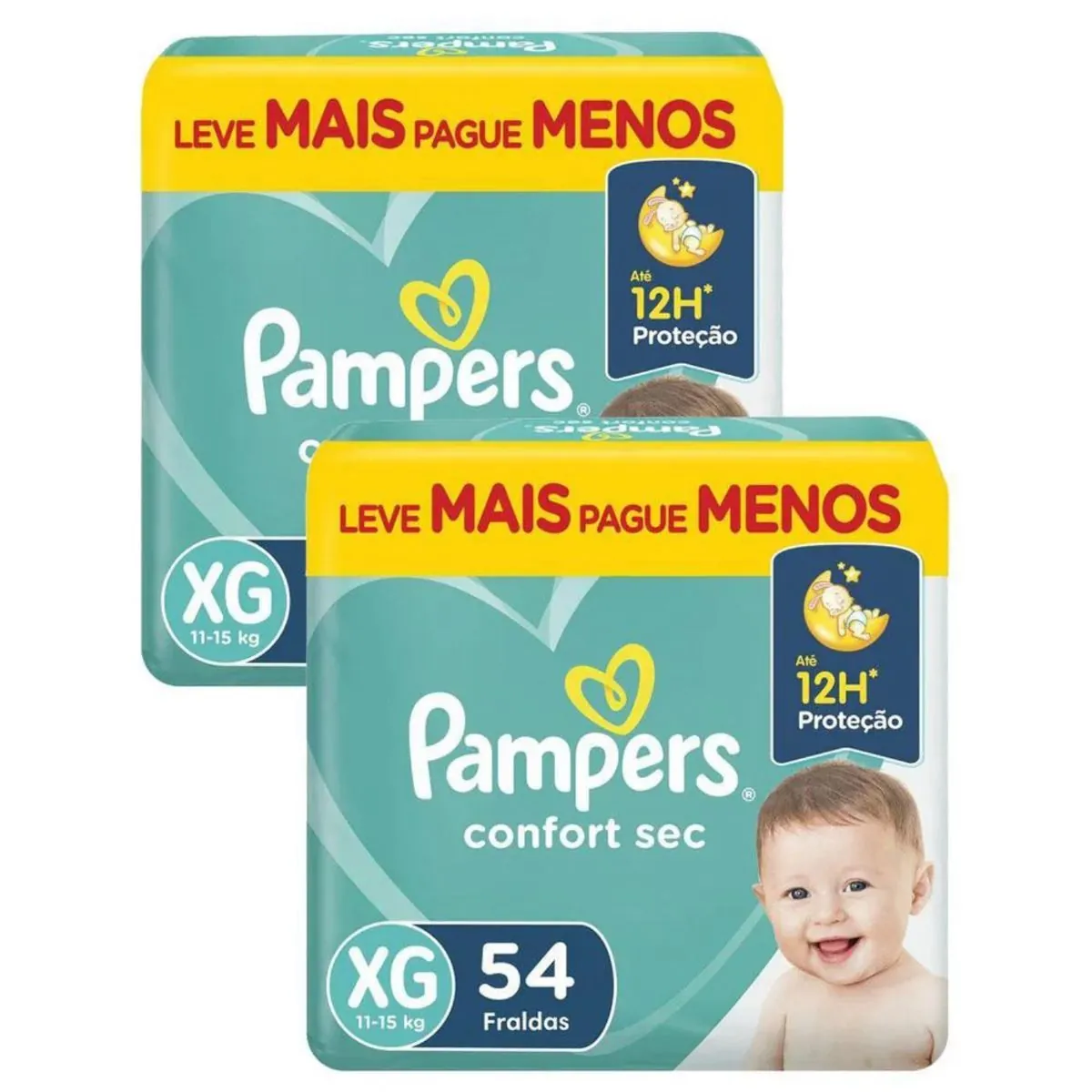 Kit 2 Fraldas Pampers Confort Sec Xg 54 Unidades cada