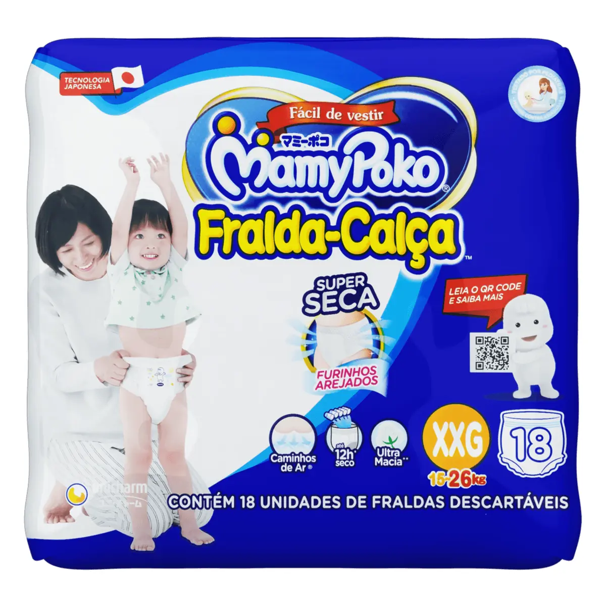 Kit 2 Fraldas Infantil Super Seca Calça MamyPoko XXG Pacote 18 Unidades cada
