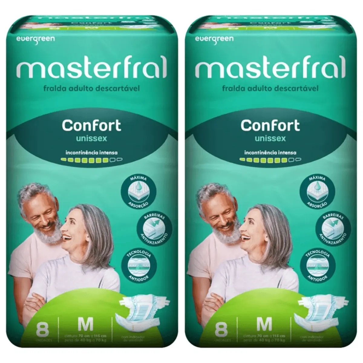 Kit 2 Fraldas Masterfral Confort M c/8 Unidades