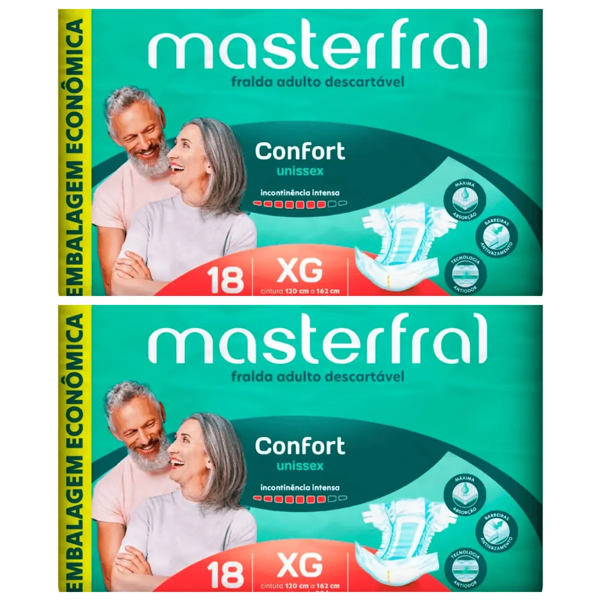 Kit 2 Fraldas Masterfral Confort Eco Xg 18 Unidades cada