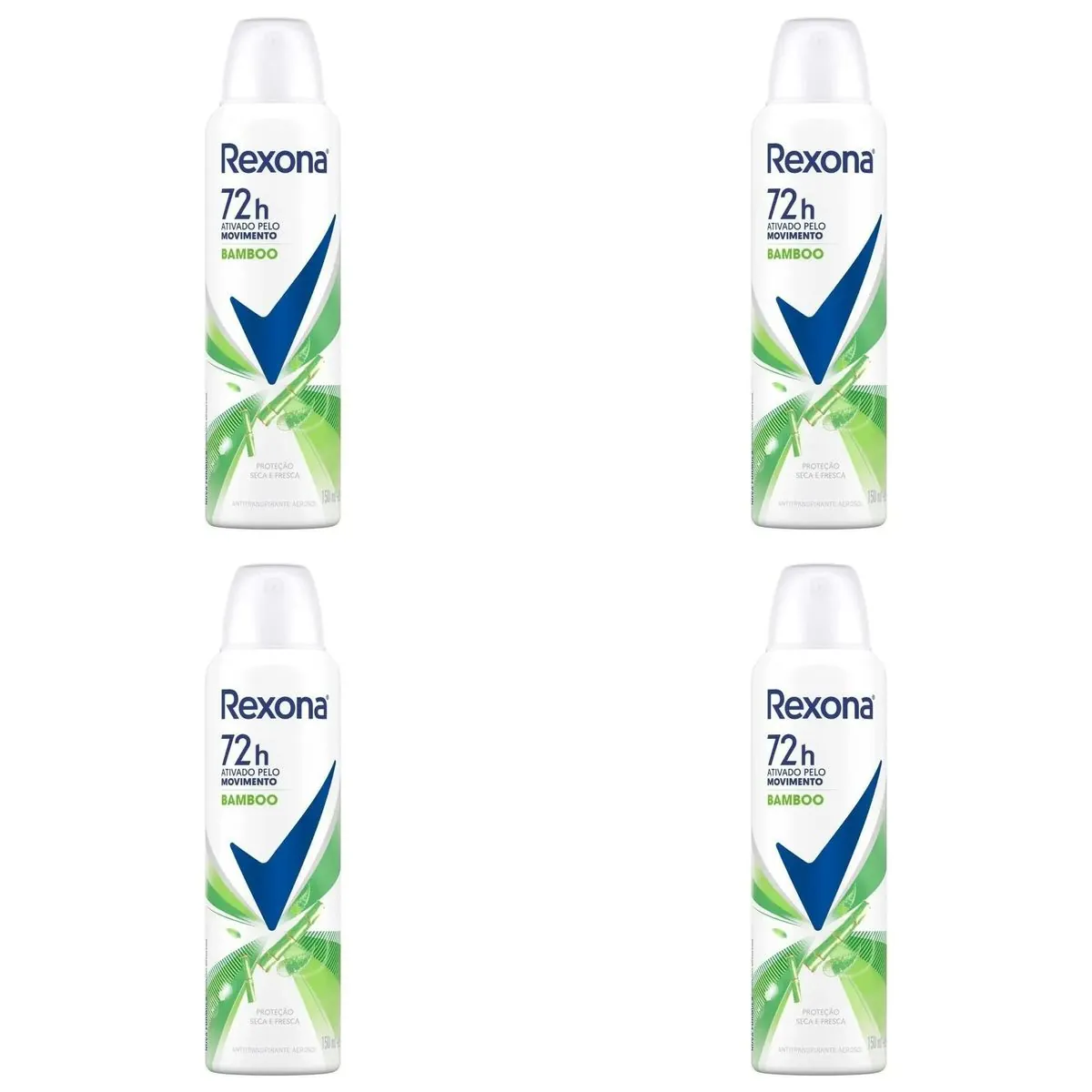 Kit c/4 Unidades de Desodorante Rexona Aerosol 150ml Bamboo & Aloe Vera